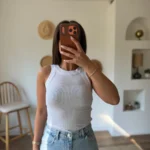 ARKA DANTEL HALTER YAKA PAMUK LİKRALI ATLET - BEYAZ