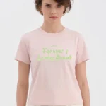 FOREVER LUCKY BREAK PUL NAKIŞ YAZI PAMUK TİŞÖRT - PEMBE