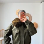 ÇIKARILABİLİR KÜRK YAKA POLAR ASTARLI SÜET GÖRÜNÜM CEKET - HAKİ