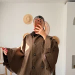 KADİFE YAKA PANÇO MODEL SIRT A PİLE PAMUK TRENÇ - KAHVE