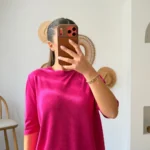 BİSİKLET YAK ARKA DAMLA KISA KOL VİSKON TRİKO - KOYU FUŞYA
