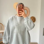 BEAUTIFUL BONCUK YAZI SALAŞ PAMUK SWEAT - GRI